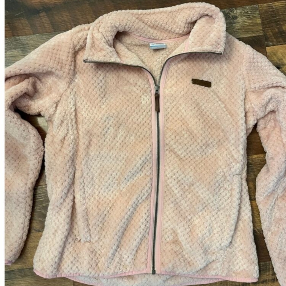 NWOT Columbia Jacket Women's L Fireside Sherpa Full Zip Fleece Light Pink
